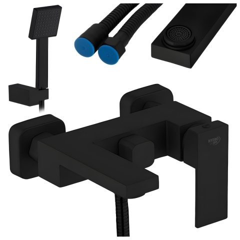 BATERIA WANNOWA ŚCIENNA PRYSZNICOWA NATRYSKOWA ZESTAW F305B-BL CZARNA