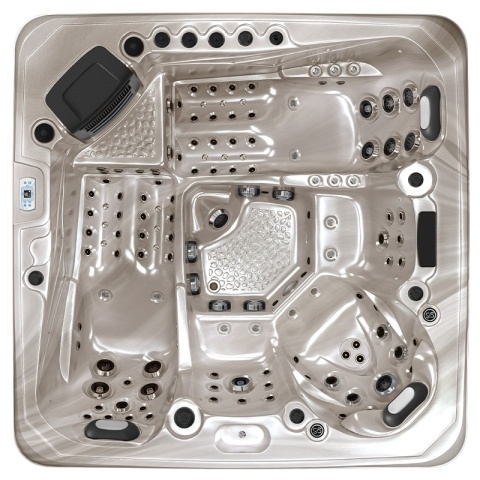 JACUZZI OGRODOWE WANNA SPA755 CAPPUCCINO OBUDOWA BRĄZOWA DESKA F21 230X230 CM