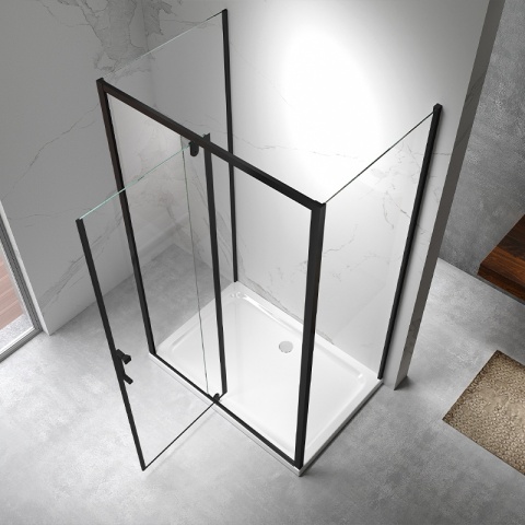 KABINA PRYSZNICOWA PROSTOKĄTNA 3-ŚCIENNA ZES-KZ23F-BL-120X70 CZARNA 120x70 CM