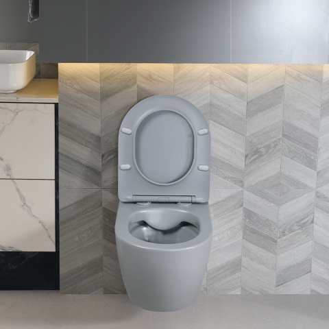 MISKA WC WISZĄCA RIMLESS MIZU-MTGR-RIM-03 SZARY MAT DESKA WOLNOOPADAJĄCA DUROPLAST