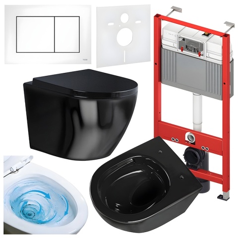 ZESTAW PODTYNKOWY WC STELAŻ TECE MISKA FLOW-BL-TR-02 PRZYCISK TC-9240417 BIAŁY MAT