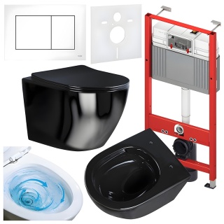 ZESTAW PODTYNKOWY WC STELAŻ TECE MISKA FLOW-BL-TR-03 PRZYCISK TC-9240400 BIAŁY POŁYSK