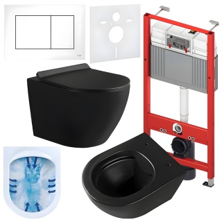 ZESTAW PODTYNKOWY WC STELAŻ TECE MISKA MIZU-MTB-RIM-01 PRZYCISK TC-9240400 BIAŁY POŁYSK