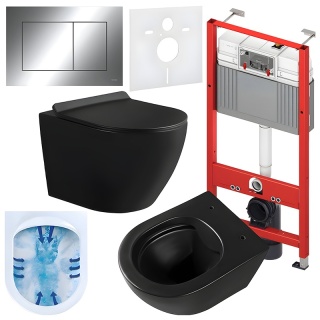 ZESTAW PODTYNKOWY WC STELAŻ TECE MISKA MIZU-MTB-RIM-01 PRZYCISK TC-9240401 CHROM