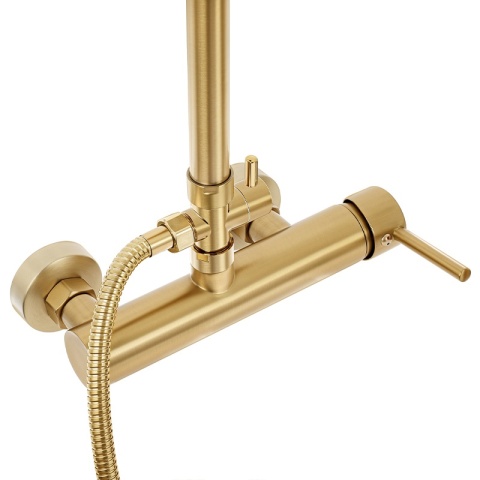 BATERIA PRYSZNICOWA ŁAZIENKOWA Z DESZCZOWNICĄ LAILA ZŁOTA SZCZOTKOWANA