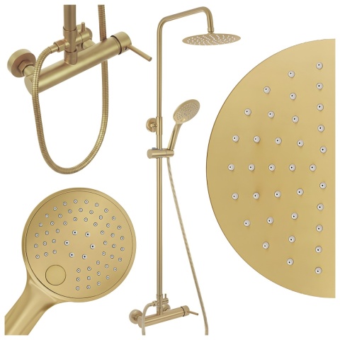 BATERIA PRYSZNICOWA ŁAZIENKOWA Z DESZCZOWNICĄ LAILA ZŁOTA SZCZOTKOWANA