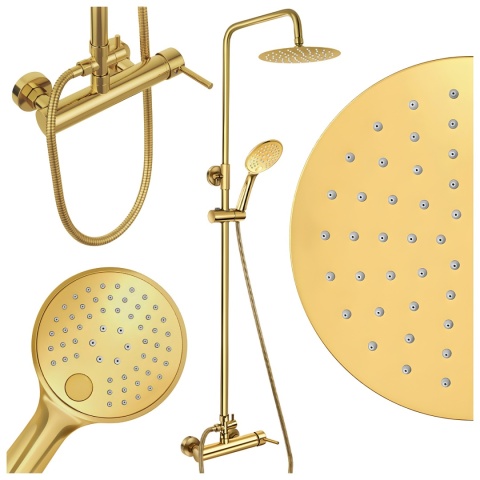 BATERIA PRYSZNICOWA ŁAZIENKOWA ZESTAW Z DESZCZOWNICĄ NATRYSKOWA LAILA ZŁOTA