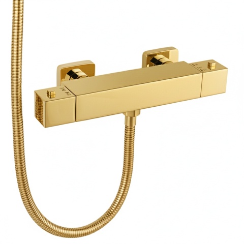 BATERIA WANNOWA ŚCIENNA PRYSZNICOWA ŁAZIENKOWA Z TERMOSTATEM T202-GL ZŁOTA
