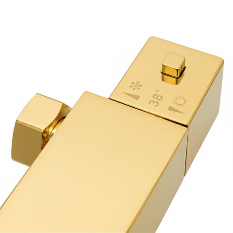 BATERIA WANNOWA ŚCIENNA PRYSZNICOWA ŁAZIENKOWA Z TERMOSTATEM T202-GL ZŁOTA