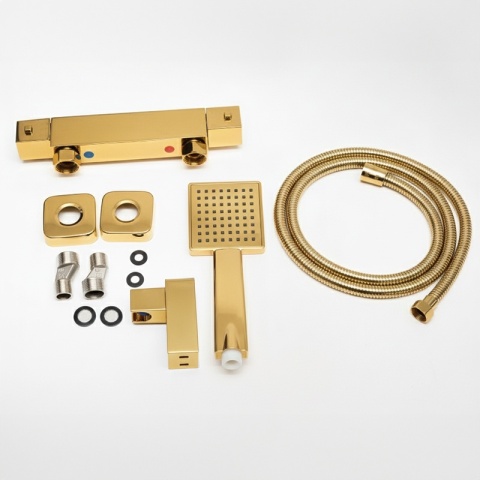 BATERIA WANNOWA ŚCIENNA PRYSZNICOWA ŁAZIENKOWA Z TERMOSTATEM T202-GL ZŁOTA