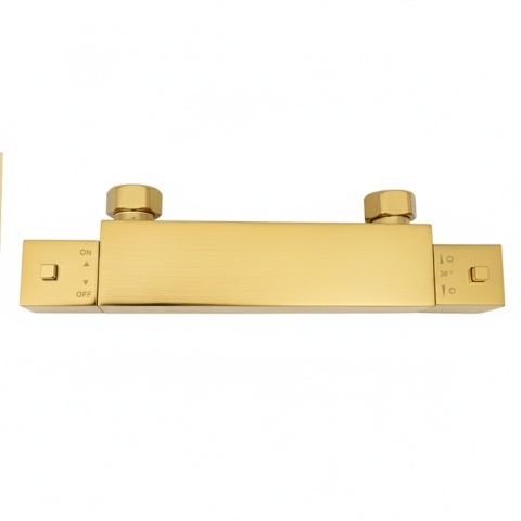 BATERIA WANNOWA ŚCIENNA PRYSZNICOWA Z TERMOSTATEM T202 ZŁOTA SZCZOTKOWANA