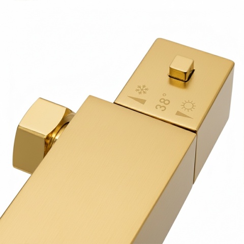 BATERIA WANNOWA ŚCIENNA PRYSZNICOWA Z TERMOSTATEM T202 ZŁOTA SZCZOTKOWANA