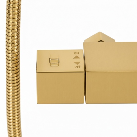 BATERIA WANNOWA ŚCIENNA PRYSZNICOWA Z TERMOSTATEM T202 ZŁOTA SZCZOTKOWANA