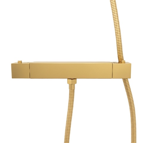 BATERIA WANNOWA ŚCIENNA PRYSZNICOWA Z TERMOSTATEM T202 ZŁOTA SZCZOTKOWANA