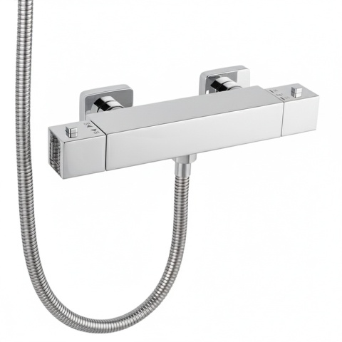 BATERIA WANNOWA ŚCIENNA PRYSZNICOWA ZESTAW Z TERMOSTATEM T202A CHROM