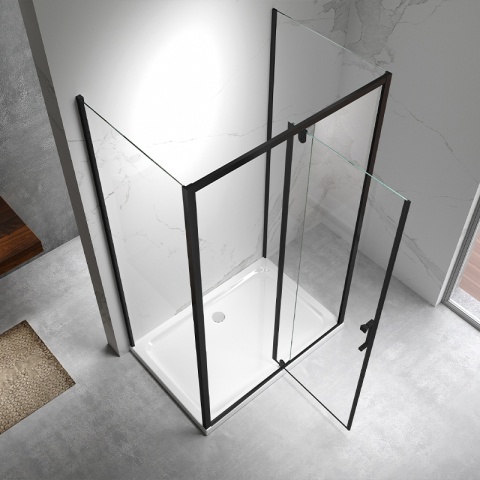 KABINA PRYSZNICOWA PROSTOKĄTNA 3-ŚCIENNA ZES-KZ23E-BL-110X80 CZARNA 110x80 CM