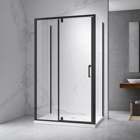 KABINA PRYSZNICOWA PROSTOKĄTNA 3-ŚCIENNA ZES-KZ23F-BL-120X80 CZARNA 120x80 CM