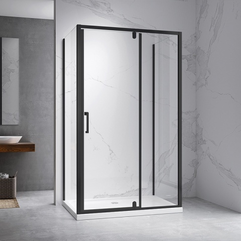 KABINA PRYSZNICOWA PROSTOKĄTNA 3-ŚCIENNA ZES-KZ23F-BL-120X80 CZARNA 120x80 CM