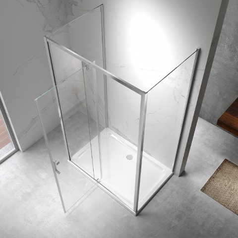 KABINA PRYSZNICOWA PROSTOKĄTNA 3-ŚCIENNA ZES-KZ23E-110X90 CHROM 110x90 CM