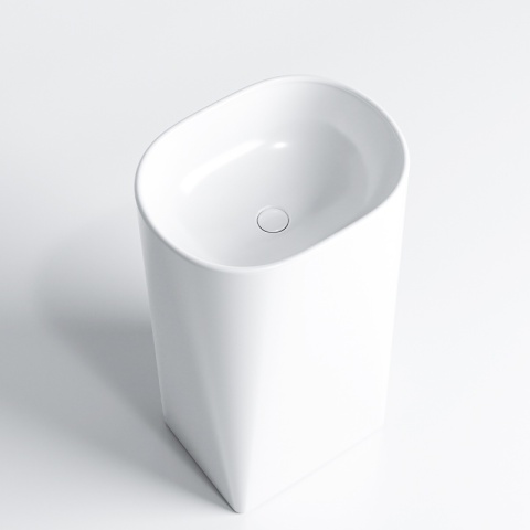 UMYWALKA WOLNOSTOJĄCA CERAMICZNA OWALNA CLARO-WH-WOF-490 BIAŁY POŁYSK 49x38 CM