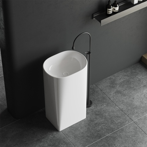 UMYWALKA WOLNOSTOJĄCA CERAMICZNA OWALNA CLARO-WH-WOF-490 BIAŁY POŁYSK 49x38 CM