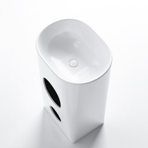 UMYWALKA WOLNOSTOJĄCA CERAMICZNA OWALNA CLARO-WH-WOF-490 BIAŁY POŁYSK 49x38 CM