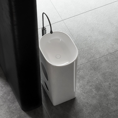 UMYWALKA WOLNOSTOJĄCA CERAMICZNA OWALNA CLARO-WH-WOF-490 BIAŁY POŁYSK 49x38 CM