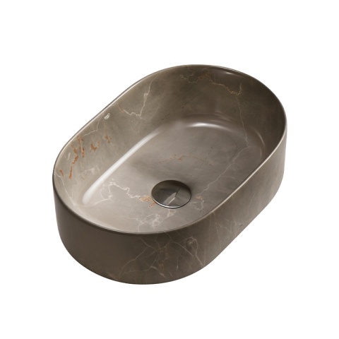 UMYWALKA NABLATOWA CERAMICZNA OWALNA NAVI-MAR8-460 BEŻOWY MARMUR 46x31 CM