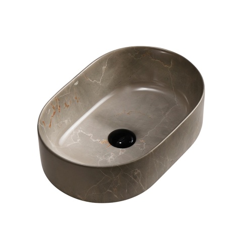 UMYWALKA NABLATOWA CERAMICZNA OWALNA NAVI-MAR8-460 BEŻOWY MARMUR 46x31 CM