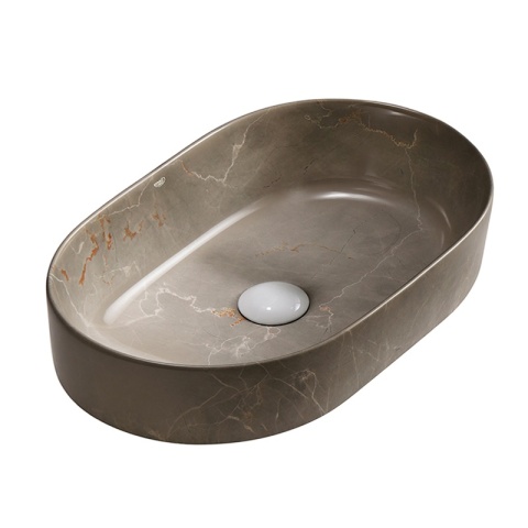 UMYWALKA NABLATOWA CERAMICZNA OWALNA NAVI-MAR8-460 BEŻOWY MARMUR 46x31 CM