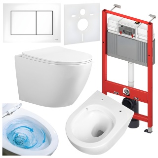 ZESTAW PODTYNKOWY WC STELAŻ TECE MISKA FLOW-WH-TR-03 PRZYCISK TC-9240417 BIAŁY MAT