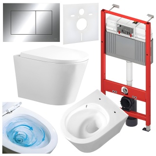 ZESTAW PODTYNKOWY WC STELAŻ TECE MISKA PRIMA-WH-TR-02 PRZYCISK TC-9240401 CHROM