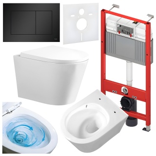 ZESTAW PODTYNKOWY WC STELAŻ TECE MISKA PRIMA-WH-TR-02 PRZYCISK TC-9240407 CZARNY MAT