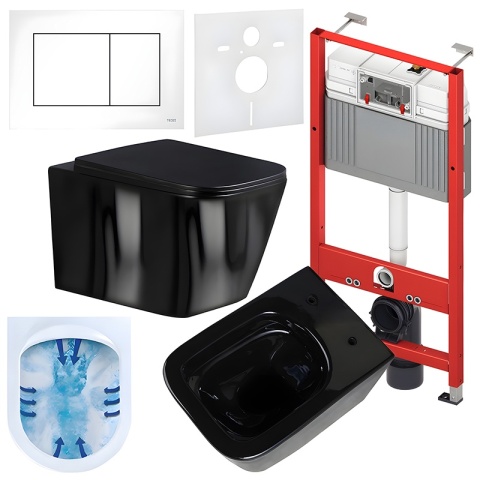 ZESTAW PODTYNKOWY WC STELAŻ TECE MISKA RAIN-BL-RIM-03 PRZYCISK TC-9240400 BIAŁY POŁYSK