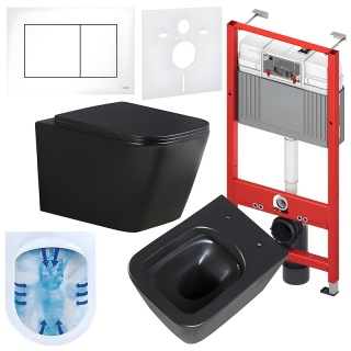 ZESTAW PODTYNKOWY WC STELAŻ TECE MISKA RAIN-MTB-RIM-03 PRZYCISK TC-9240400 BIAŁY POŁYSK