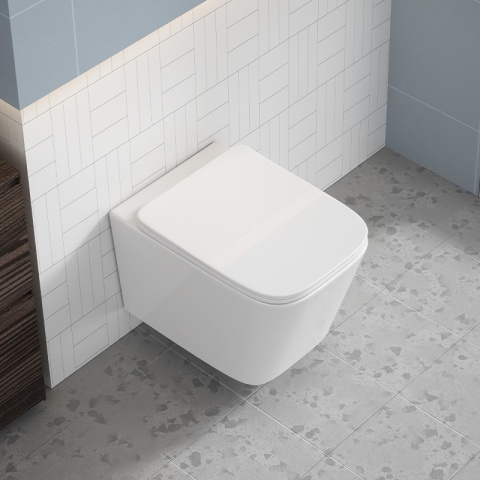 ZESTAW PODTYNKOWY WC STELAŻ TECE MISKA RAIN-WH-RIM-03 PRZYCISK TC-9240401 CHROM