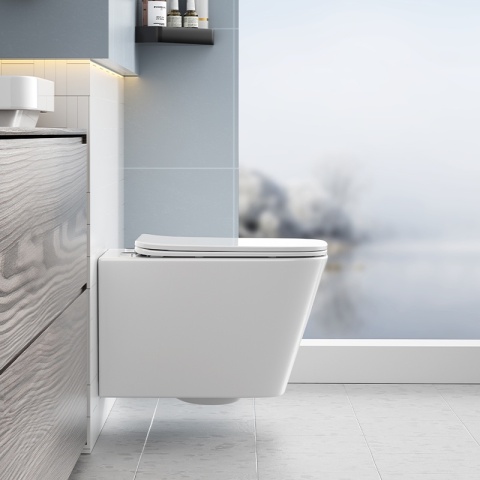 ZESTAW PODTYNKOWY WC STELAŻ TECE MISKA RAIN-WH-RIM-03 PRZYCISK TC-9240401 CHROM