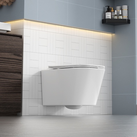 ZESTAW PODTYNKOWY WC STELAŻ TECE MISKA RAIN-WH-RIM-03 PRZYCISK TC-9240407 CZARNY MAT