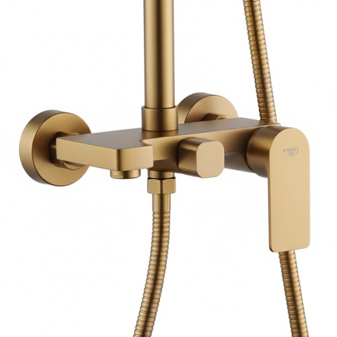BATERIA PRYSZNICOWA ŁAZIENKOWA ZESTAW Z DESZCZOWNICĄ ADA ZŁOTA SZCZOTKOWANA
