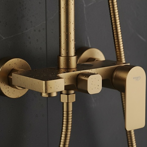 BATERIA PRYSZNICOWA ŁAZIENKOWA ZESTAW Z DESZCZOWNICĄ ADA ZŁOTA SZCZOTKOWANA