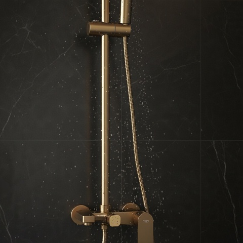 BATERIA PRYSZNICOWA ŁAZIENKOWA ZESTAW Z DESZCZOWNICĄ ADA ZŁOTA SZCZOTKOWANA