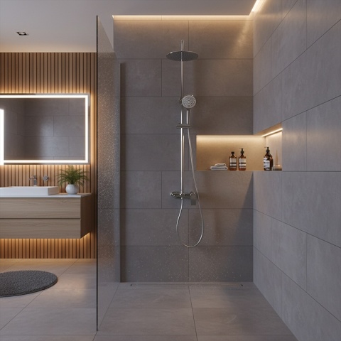 BATERIA PRYSZNICOWA ŁAZIENKOWA ZESTAW Z DESZCZOWNICĄ NATRYSKOWA ADA CHROM