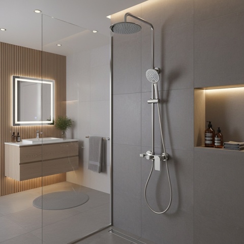 BATERIA PRYSZNICOWA ŁAZIENKOWA ZESTAW Z DESZCZOWNICĄ NATRYSKOWA ADA CHROM