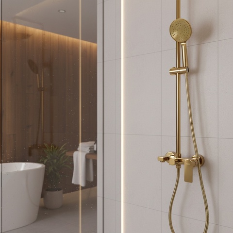 BATERIA PRYSZNICOWA ŁAZIENKOWA ZESTAW Z DESZCZOWNICĄ NATRYSKOWA ADA ZŁOTA