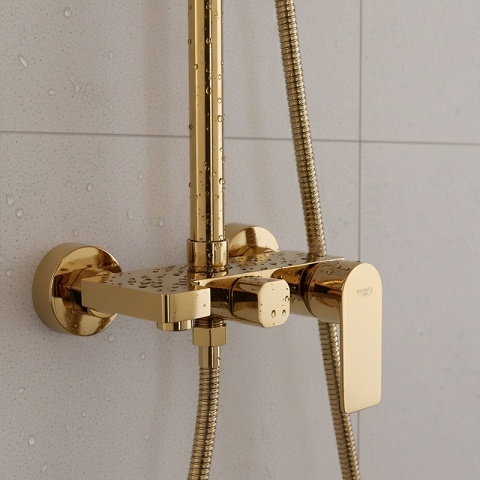 BATERIA PRYSZNICOWA ŁAZIENKOWA ZESTAW Z DESZCZOWNICĄ NATRYSKOWA ADA ZŁOTA