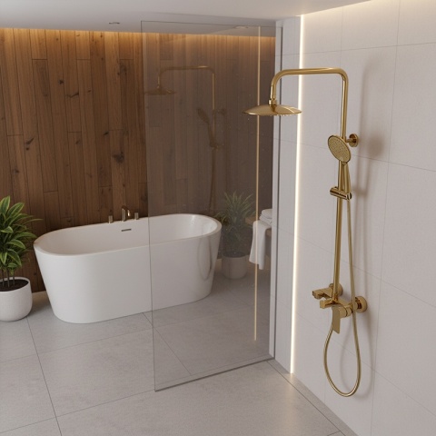 BATERIA PRYSZNICOWA ŁAZIENKOWA ZESTAW Z DESZCZOWNICĄ NATRYSKOWA ADA ZŁOTA