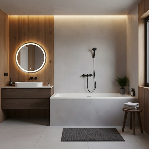 BATERIA PRYSZNICOWA Z TERMOSTATEM ŚCIENNA ŁAZIENKOWA NATRYSKOWA T205 CZARNA