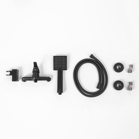 BATERIA WANNOWA ŚCIENNA PRYSZNICOWA NATRYSKOWA ZESTAW F307B-BL CZARNA