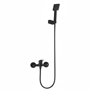 BATERIA WANNOWA ŚCIENNA PRYSZNICOWA NATRYSKOWA ZESTAW F307B-BL CZARNA