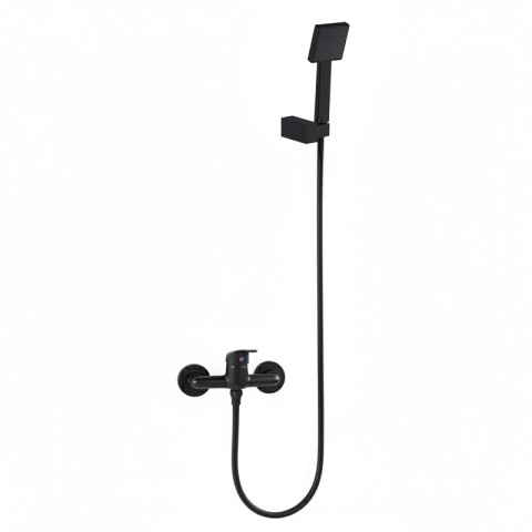 BATERIA WANNOWA ŚCIENNA PRYSZNICOWA NATRYSKOWA ZESTAW F307B-BL CZARNA